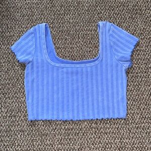 Aerie Blue Striped Crop Top